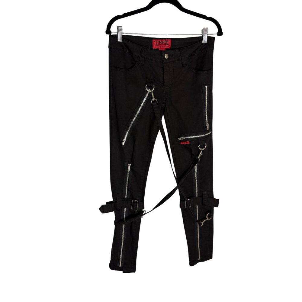 Tripp NYC Black Skinny Buckle Strap Zip Detail Pants - Picture 10 of 16